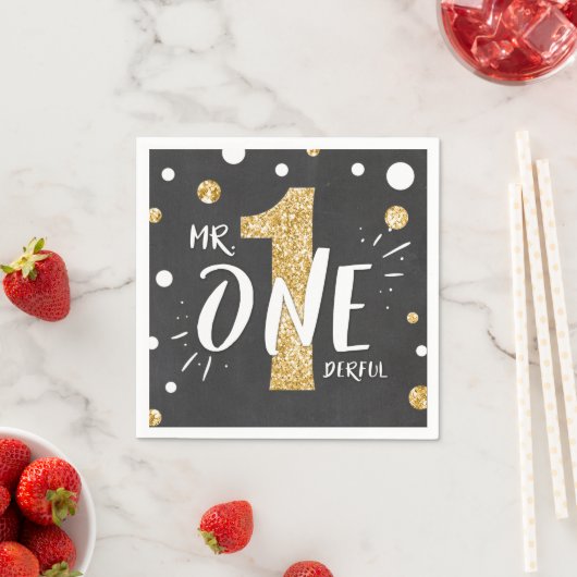 Mr Onederful Papier Servetten Jongen Zwart Goud (Insitu)