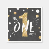 Mr Onederful Papier Servetten Jongen Zwart Goud (Voorkant)
