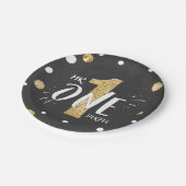 Mr Onederful Party Papier Borden Boy Zwart Goud Papieren Bordje (Gekanteld)