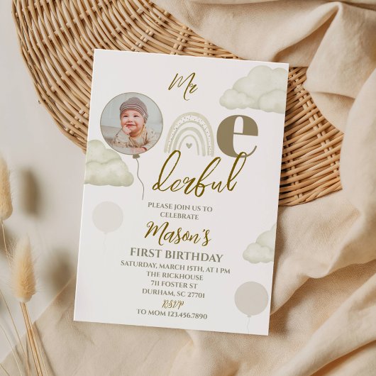 Mr ONEderful Photo First Birthday Kaart