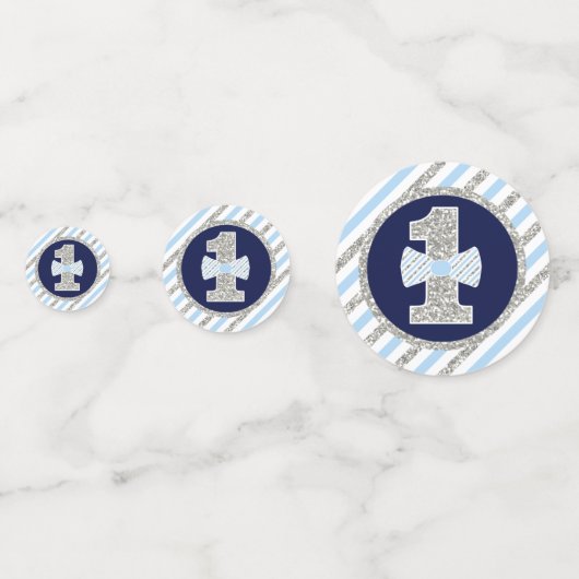 Mr. ONEderful Table Confetti in Navy Blue & Silver (Voorkanten)