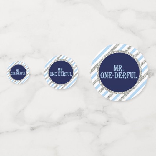 Mr. ONEderful Table Confetti in Navy Blue & Silver (Achterkanten)
