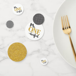 Mr. ONEderful Tafel Confetti in Zwart en Goud
