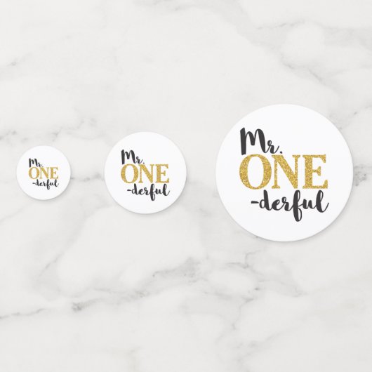 Mr. ONEderful Tafel Confetti in Zwart en Goud (Voorkanten)