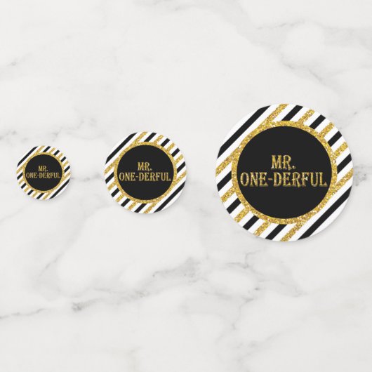 Mr. ONEderful Tafel Confetti in Zwart en Goud (Achterkanten)