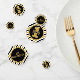 Mr. ONEderful Tafel Confetti in Zwart en Goud