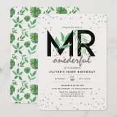 MR Onederful Tropical Greenery Modern 1e verjaarda Kaart (Voorkant / Achterkant)
