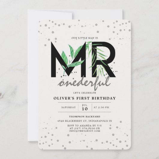 MR Onederful Tropical Greenery Modern 1e verjaarda Kaart (Voorkant)