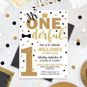 Mr. Onederful uitnodiging 1e verjaardag jongen