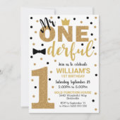 Mr. Onederful uitnodiging 1e verjaardag jongen (Voorkant)