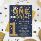 Mr. Onederful uitnodiging marine en goud