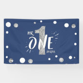 Mr Onederful Verjaardag Banner Boy Navy Blue (Horizontaal)