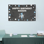 Mr Onederful Verjaardag Banner Boy Zwart Blauw (Beurs)