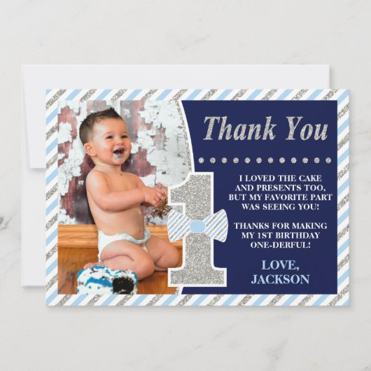 Mr. ONEderful Verjaardag Dank u kaart met Foto (Voorkant)