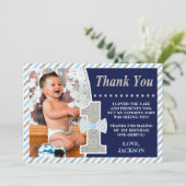 Mr. ONEderful Verjaardag Dank u kaart met Foto (Staand voorkant)