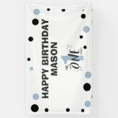 Mr Onederful Verjaardagsbanner Jongen Baby Blauw Spandoek (Verticaal)