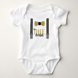 Mr ONEderful verjaardagsshirt in zwart en namaakgo Romper