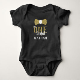 Mr ONEderful Verjaardagsshirt in Zwart en Nep Goud Romper