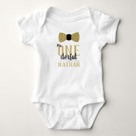 Mr ONEderful Verjaardagsshirt in Zwart en Nep Goud Romper
