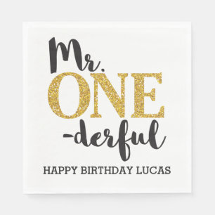 Mr. ONEderful White Luncheon Papieren servetten