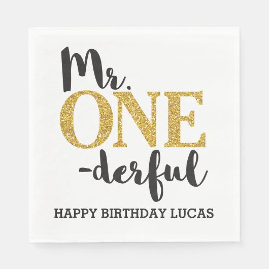 Mr. ONEderful White Luncheon Papieren servetten (Voorkant)