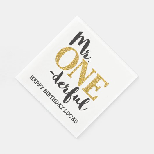 Mr. ONEderful White Luncheon Papieren servetten (Hoek)