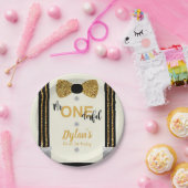 Mr Onederful zwart en gouden boog stropdas Papieren Bordje (Feest)