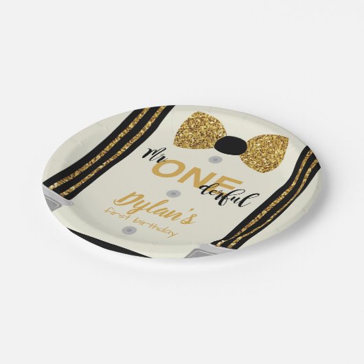 Mr Onederful zwart en gouden boog stropdas Papieren Bordje (Gekanteld)