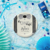 Mr Onederful zwart en zilveren boog stropdas Papieren Bordje (Feest)