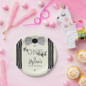 Mr Onederful zwart en zilveren boog stropdas Papieren Bordje (Feest)