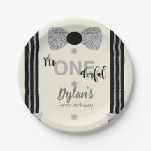 Mr Onederful zwart en zilveren boog stropdas