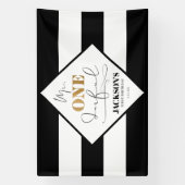 Mr. Onederful zwart-wit gestreepte banner (Verticaal)