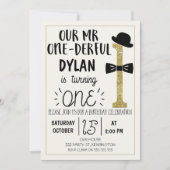 Mr. ONEerful Verjaardag Uitnodiging met Faux Gold (Voorkant)