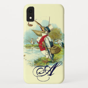 MR PELIKAAN VISSEN MONOGRAAM,crème iPhone XR Hoesje
