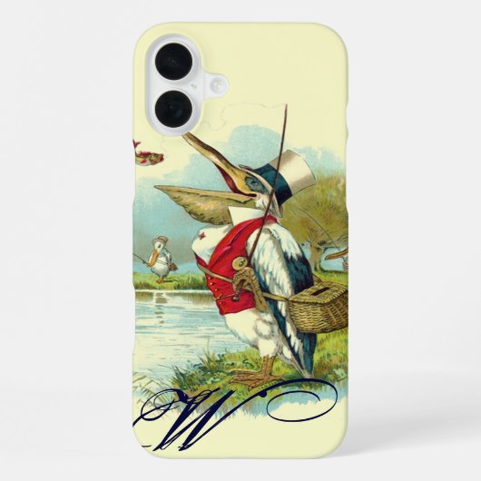 MR PELIKAAN VISSEN MONOGRAAM,crème iPhone Hoesje (Achterkant)