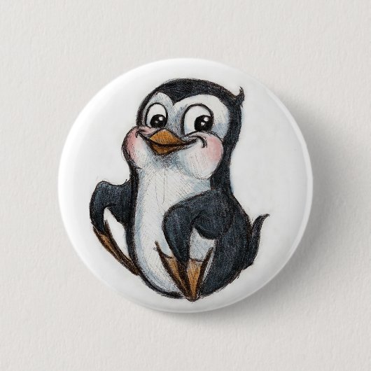 Mr Penguin. Ronde Button 5,7 Cm (Voorkant)