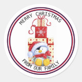 MR PENGUIN Vrolijk kerstfeest, Ronde Sticker (Voorkant)