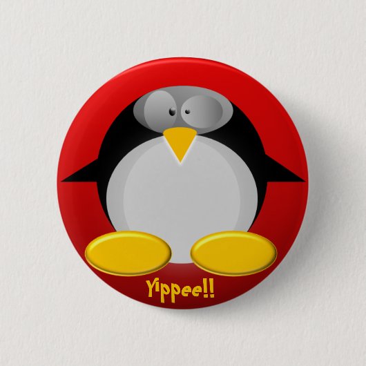 Mr Penguin...Yippee! Ronde Button 5,7 Cm (Voorkant)