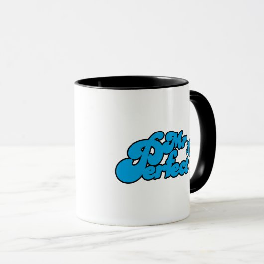 Mr Perfect | Grote blauwe letters Mok (Voorkant rechts)