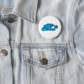 Mr Perfect | Grote blauwe letters Ronde Button 5,7 Cm (In situ)