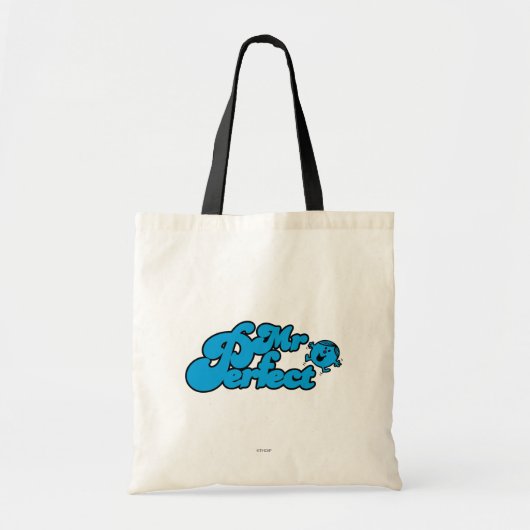 Mr Perfect | Grote blauwe letters Tote Bag (Voorkant)