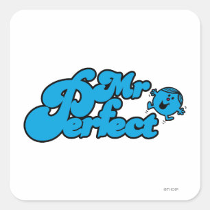 Mr Perfect   Grote blauwe letters Vierkante Sticker