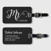 Mr Personalized Elegant Script Groom Name Black Bagagelabel