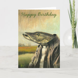 Mr Pike Fishing Birthday Card Bedankkaart