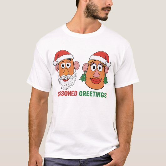 Mr Potato and Ms Potato Seasoned Greetings Christm T-shirt (Voorkant)