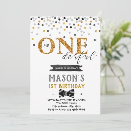 Mr. prachtige verjaardagsuitnodiging kaart (Staand voorkant)