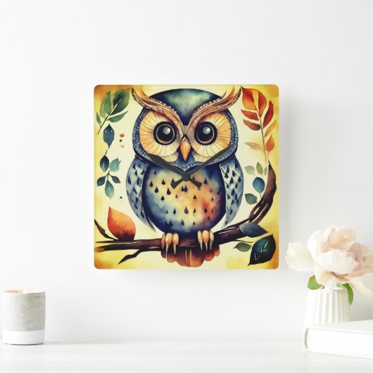 Mr. Primitive Owl Vierkante Klok (Huis)