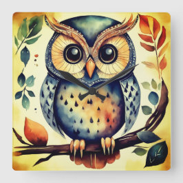 Mr. Primitive Owl Vierkante Klok