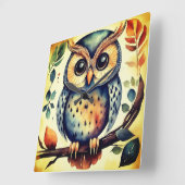 Mr. Primitive Owl Vierkante Klok (Hoek)