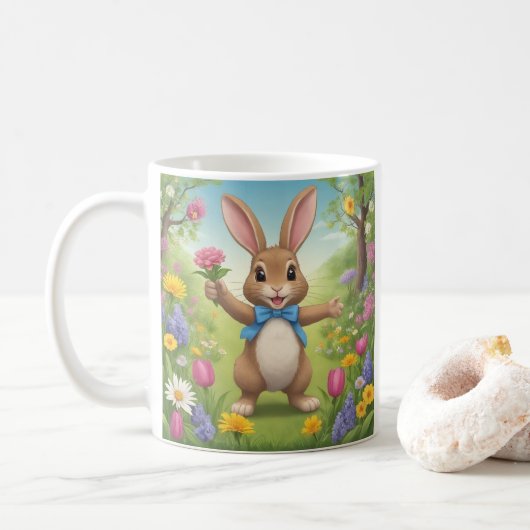 Mr Rabbit zegt goedemorgen Koffiemok (Met donut)